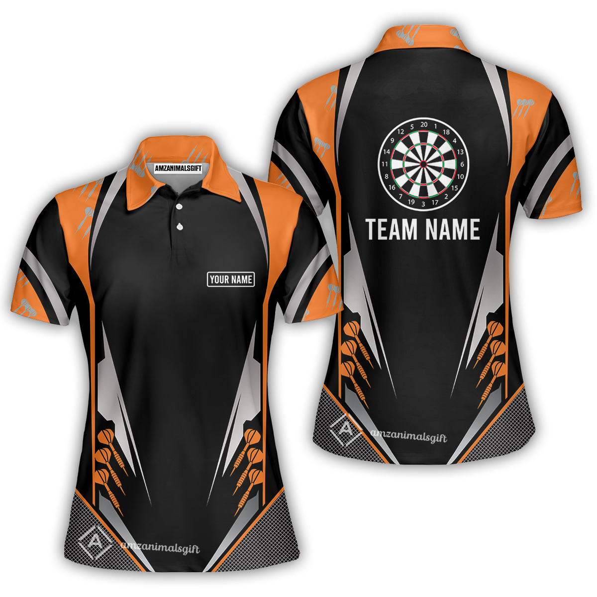 Customized Darts Team Women Polo Shirt, Dartboard Center Multicolor Option With Personalized Name And Team Name
