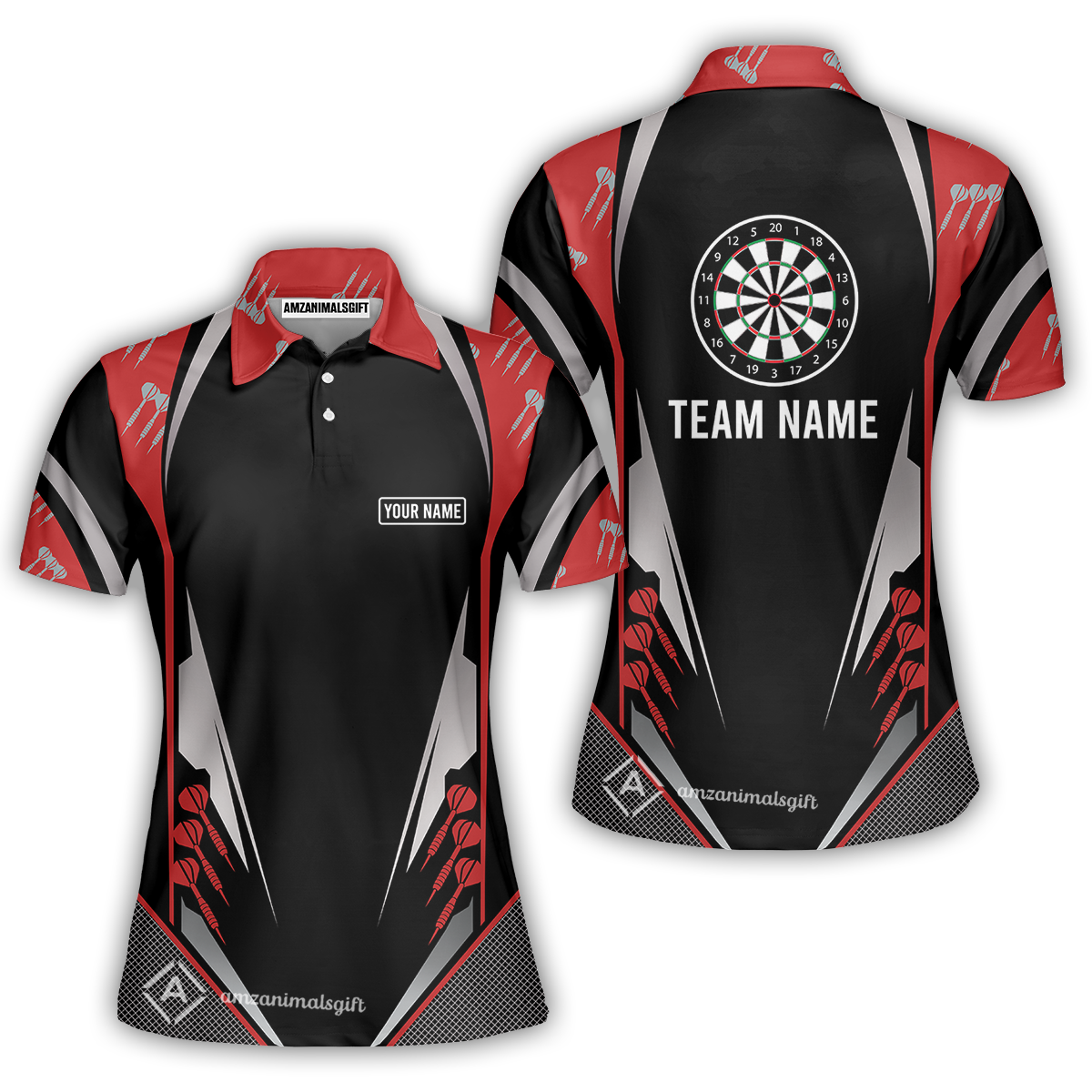 Customized Darts Team Women Polo Shirt, Dartboard Center Multicolor Option With Personalized Name And Team Name