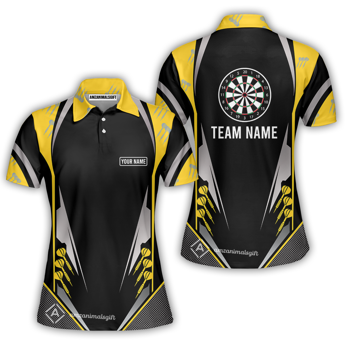 Customized Darts Team Women Polo Shirt, Dartboard Center Multicolor Option With Personalized Name And Team Name