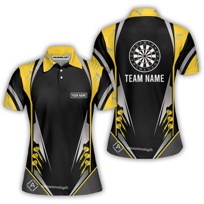Customized Darts Team Women Polo Shirt, Dartboard Center Multicolor Option With Personalized Name And Team Name