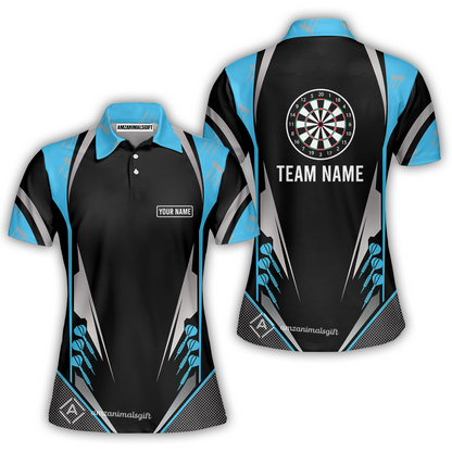 Customized Darts Team Women Polo Shirt, Dartboard Center Multicolor Option With Personalized Name And Team Name
