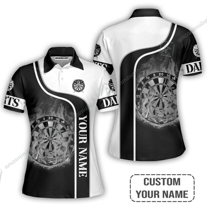 Customized Darts Women Polo Shirt, Personalized Darts Black And White Polo Shirt For Women, Perfect Gift For Darts Lovers, Darts Players