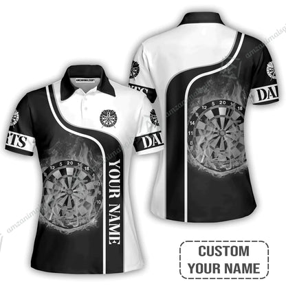 Customized Darts Long Polo Shirt, Personalized Darts Black And White Polo Shirt For Men And Women, Outfit For Darts Lovers, Darts Players