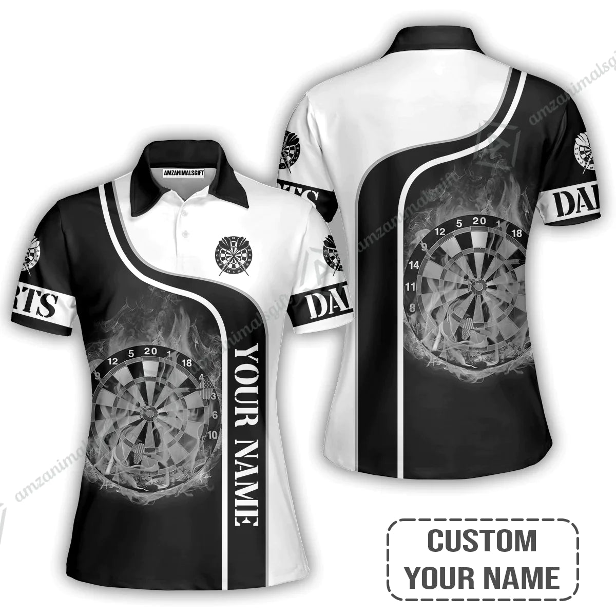 Customized Darts Hawaiian Shirt, Personalized Darts Black And White Shirt For Men And Women, Perfect Outfit For Darts Lovers, Darts Players