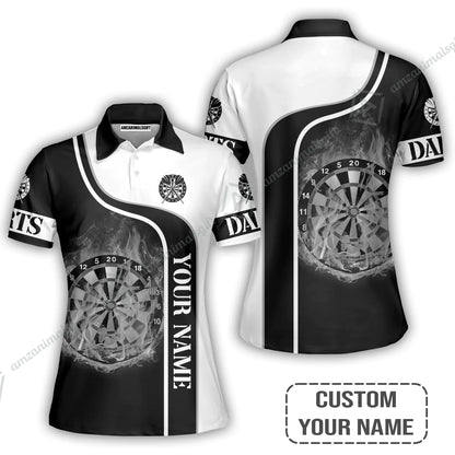 Customized Darts Polo Shirt, Personalized Darts Black And White Polo Shirt For Men And Women, Perfect Gift For Darts Lovers, Darts Players