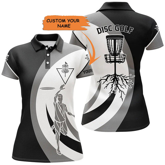 Customized Disc Golf Women Polo Shirts, Black White Women Disc Golf Polo Shirt, Personalized Disc Golf - Perfect Gift For Ladies, Disc Golf Lovers - Amzanimalsgift