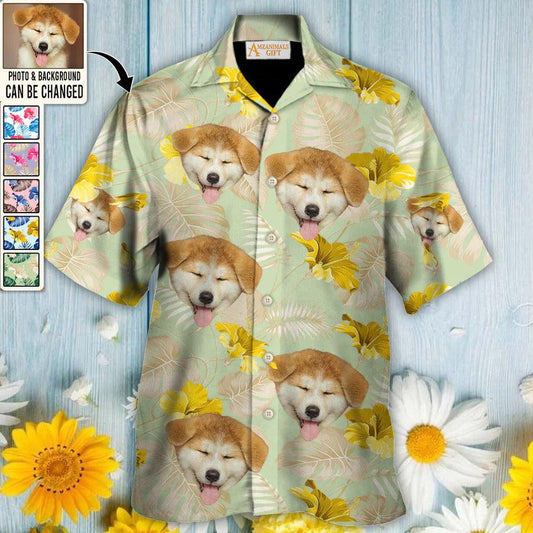 Customized Dog Photo Hawaiian Shirts - Personalized Dog Photo With Tropical Pattern Aloha Shirts - Perfect Gift For Dog Lovers, Friends, Family - Amzanimalsgift