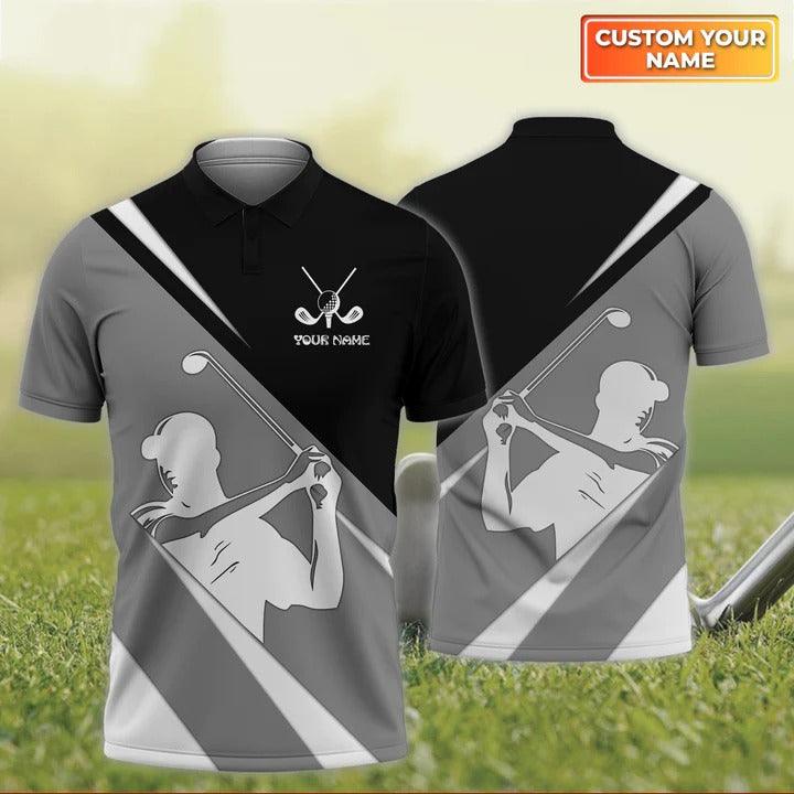 Customized Golf Men Polo Shirt, Golf Shot, Personalized Name Polo Shirt For Men - Perfect Gift For Golf Lovers, Golfers - Amzanimalsgift
