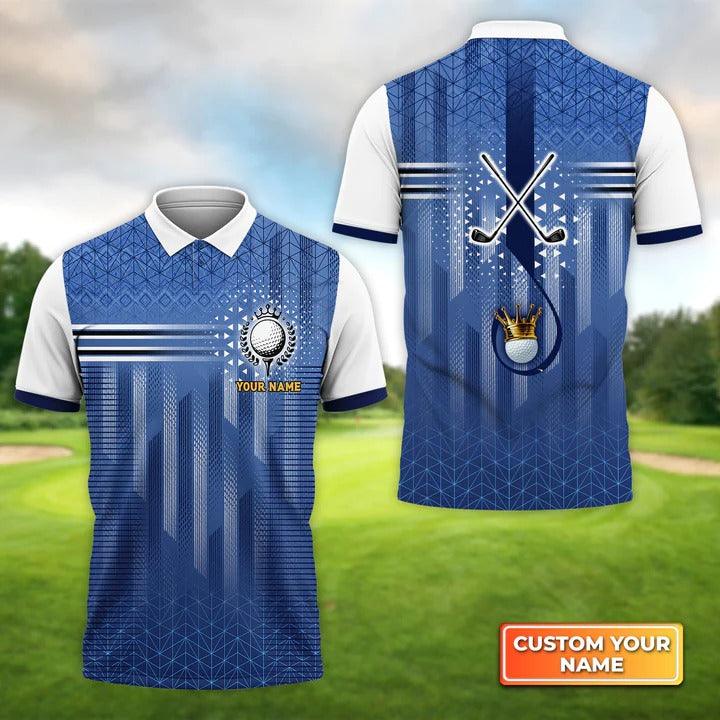 Customized Golf Men Polo Shirt, Graphic Golf Seamless Tartan Pattern, Personalized Name Golf Polo Shirt For Men - Best Gift For Golf Lovers, Golfers - Amzanimalsgift