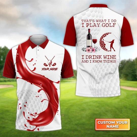 Customized Golf Men Polo Shirt, I Play Golf And Drink Wine, Personalized Name Polo Shirt For Men - Perfect Gift For Golf Lovers, Golfers - Amzanimalsgift