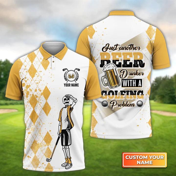 Customized Golf Men Polo Shirt, Skull, Beer, Just Another Beer Personalized Name Polo Shirt For Men - Perfect Gift For Golf Lovers, Golfers - Amzanimalsgift