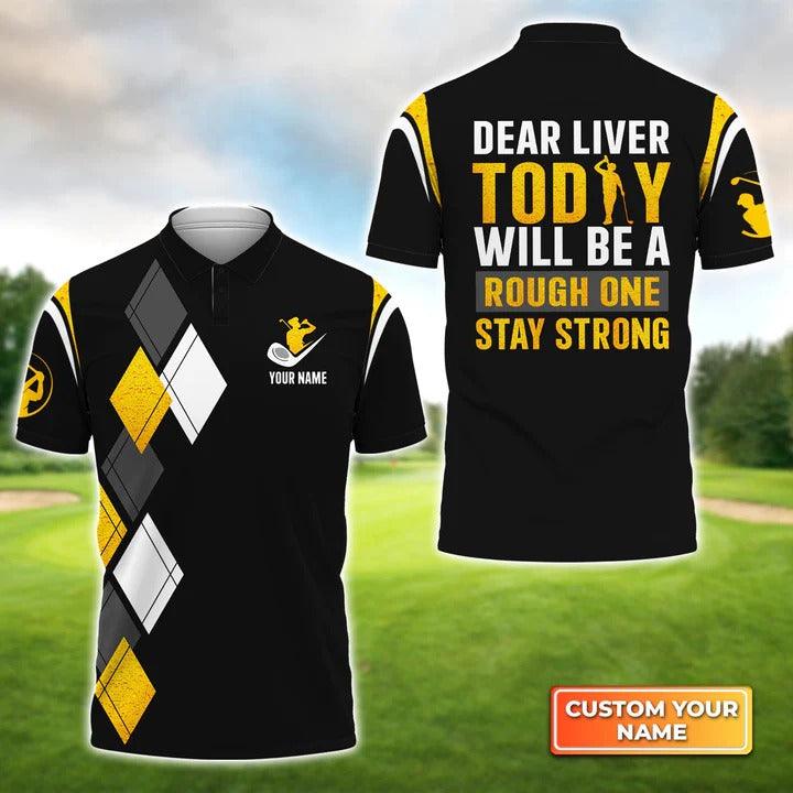 Customized Golf Men Polo Shirts, Dear Liver Golf, Personalized Name Golf Polo Shirt For Men, Golfers - Amzanimalsgift