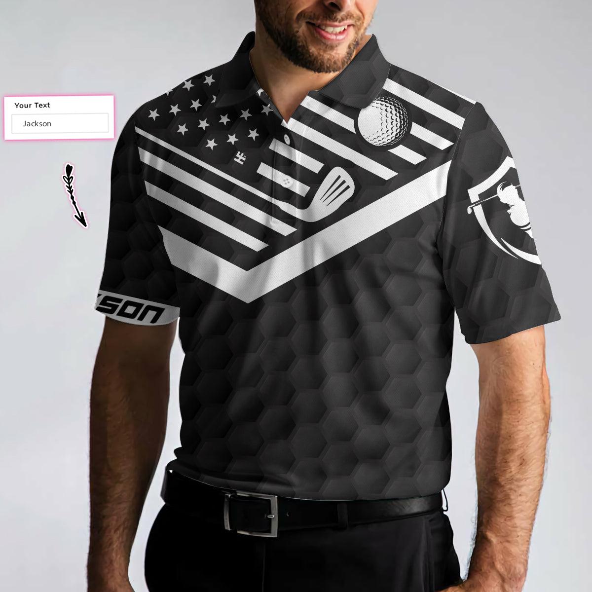 Customized Golf Polo Shirt, Custom Golfing And Drinking Polo Shirt, Personalized Black American Flag Golf Shirt - Perfect Gift For Men, Golf Lovers - Amzanimalsgift