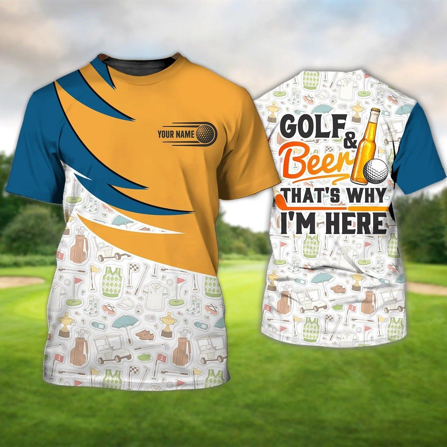 Customized Golf T Shirt, Personalized Name Golf And Beer That’s Why I’m Here Golf Icon T Shirt For Golf Lovers - Perfect Gift For Golfer, Friend - Amzanimalsgift