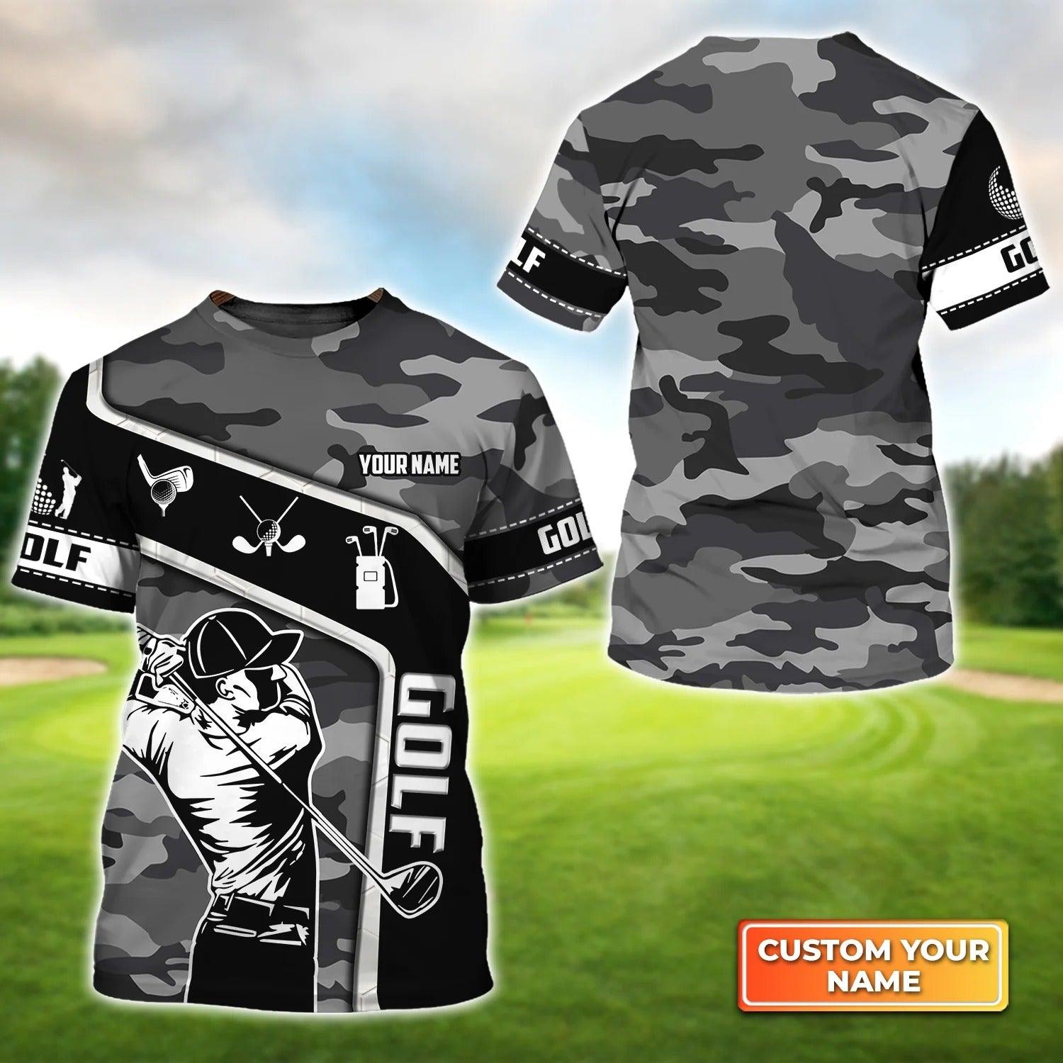 Customized Golf T Shirt, Personalized Name Golfer Graphic Golf Camo Pattern T Shirt For Golf Lovers - Perfect Gift For Golfer, Friend, Family - Amzanimalsgift