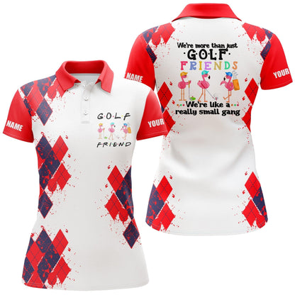 Customized Golf Women Polo Shirt, We're More Than Just Golf Friends Flamingo Custom Name Funny Golf Shirt - Perfect Gift For Golf Lovers, Golfers - Amzanimalsgift