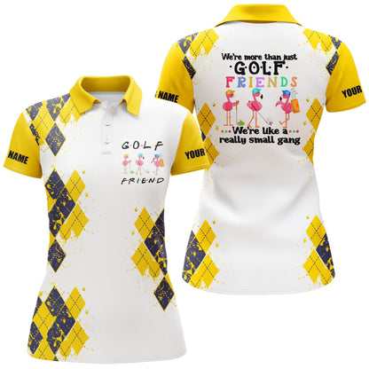 Customized Golf Women Polo Shirt, We're More Than Just Golf Friends Flamingo Custom Name Funny Golf Shirt - Perfect Gift For Golf Lovers, Golfers - Amzanimalsgift