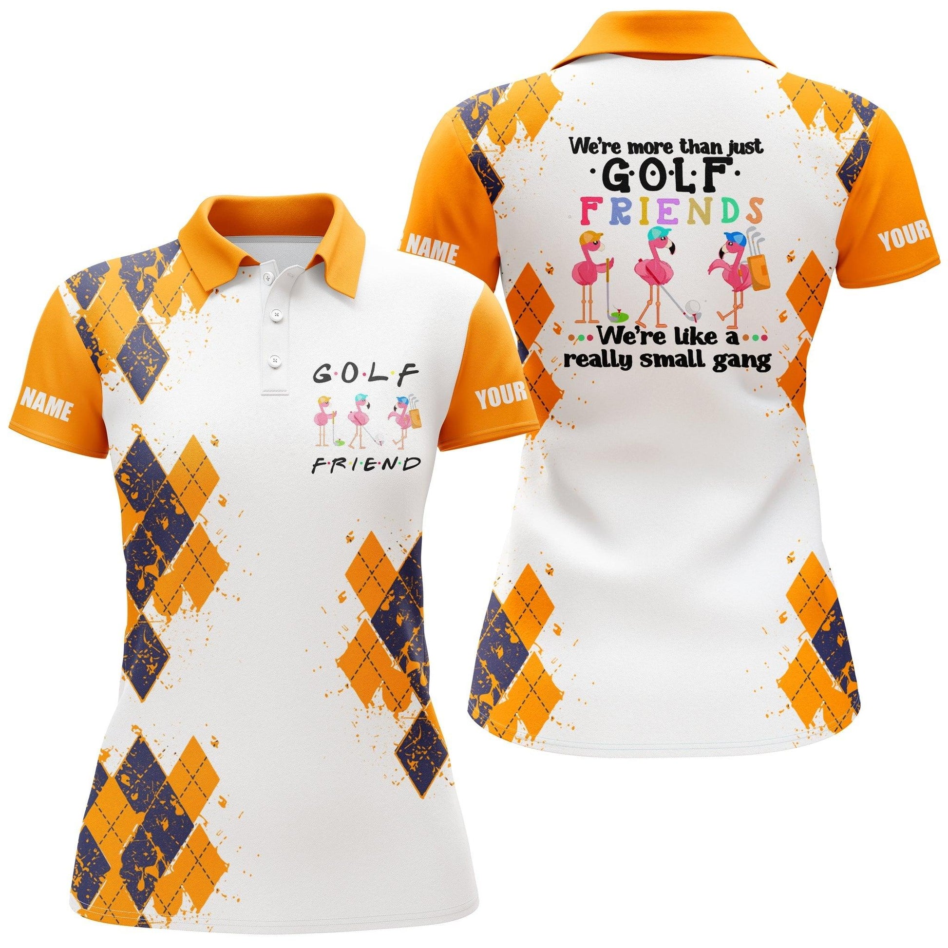 Customized Golf Women Polo Shirt, We're More Than Just Golf Friends Flamingo Custom Name Funny Golf Shirt - Perfect Gift For Golf Lovers, Golfers - Amzanimalsgift