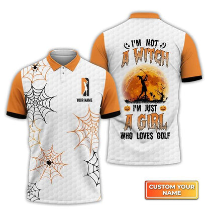 Customized Golf Women Polo Shirt, Witch Girl, I'm Just A Girl Who Loves Golf, Personalized Polo Shirt For Ladies - Perfect Gift For Golf Lovers, Golfers - Amzanimalsgift