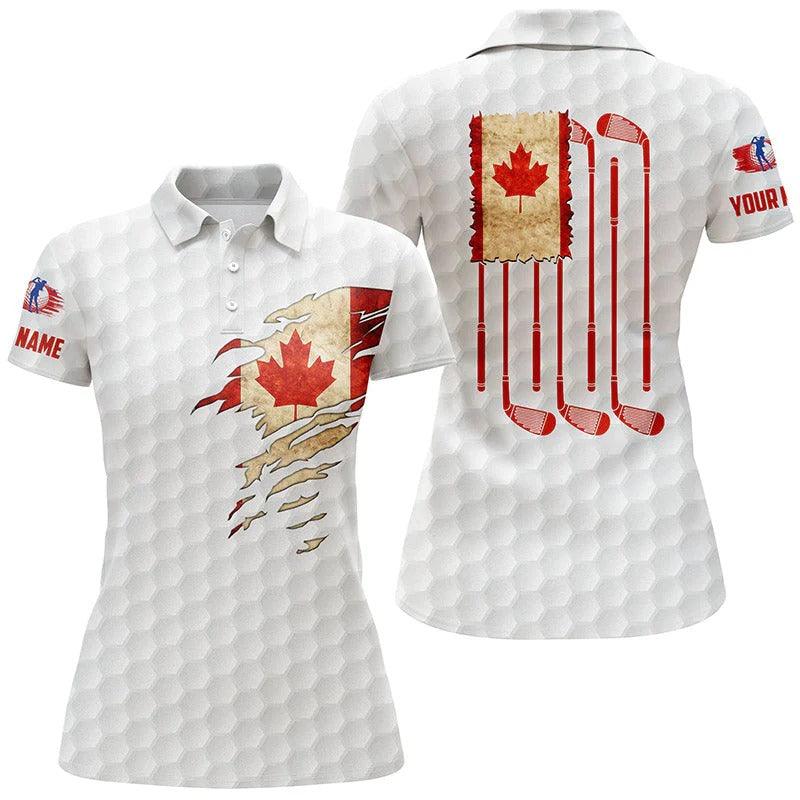 Customized Golf Women Polo Shirts, Canada Flag Patriot Personalized Vintage Flag Golf Clubs Shirt - Perfect Gift For Ladies, Golf Lovers, Golfers - Amzanimalsgift