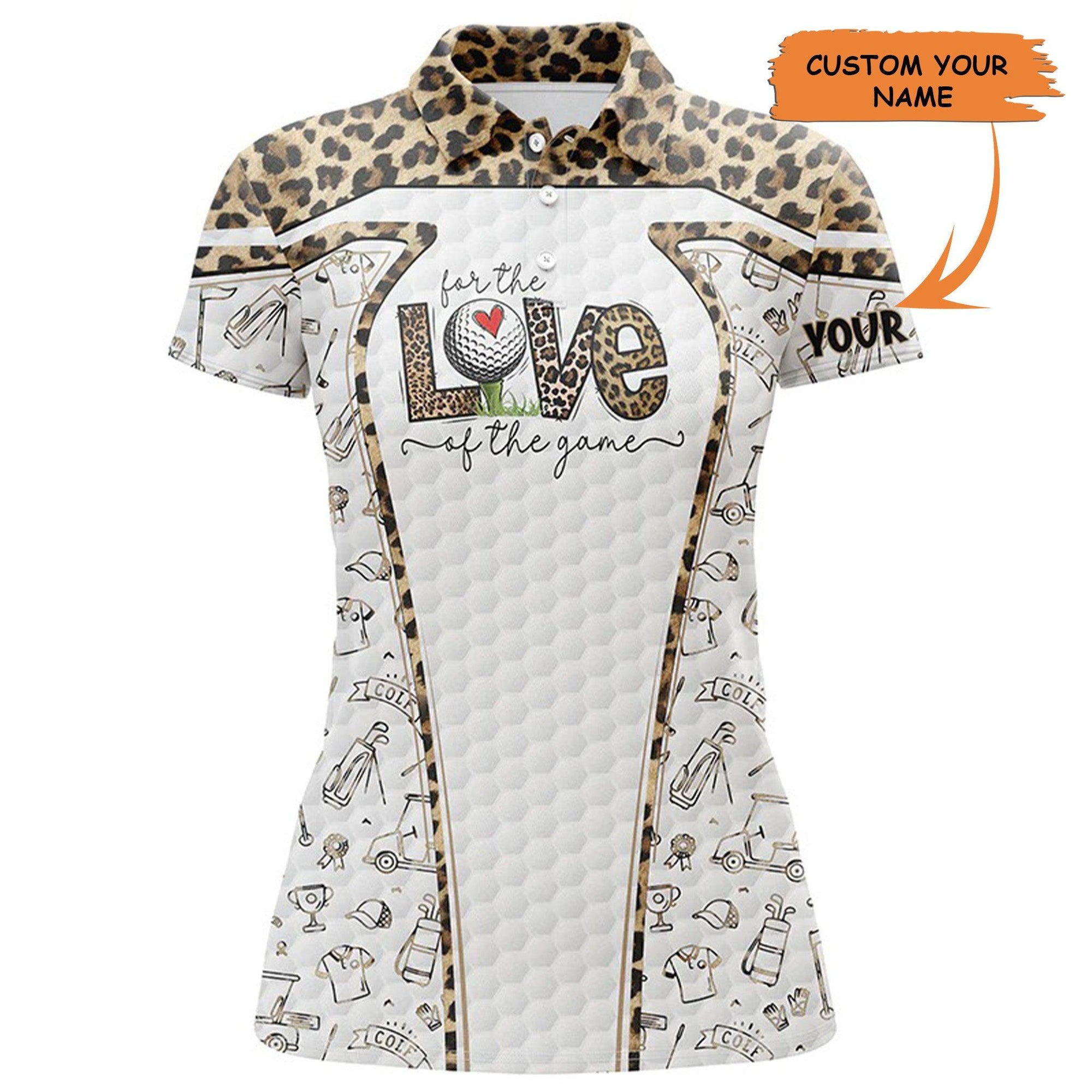 Customized Golf Women Polo Shirts, Personalized The Love Of The Game Leopard Pattern Golf Shirts - Perfect Gift For Ladies, Golf Lovers, Golfers - Amzanimalsgift