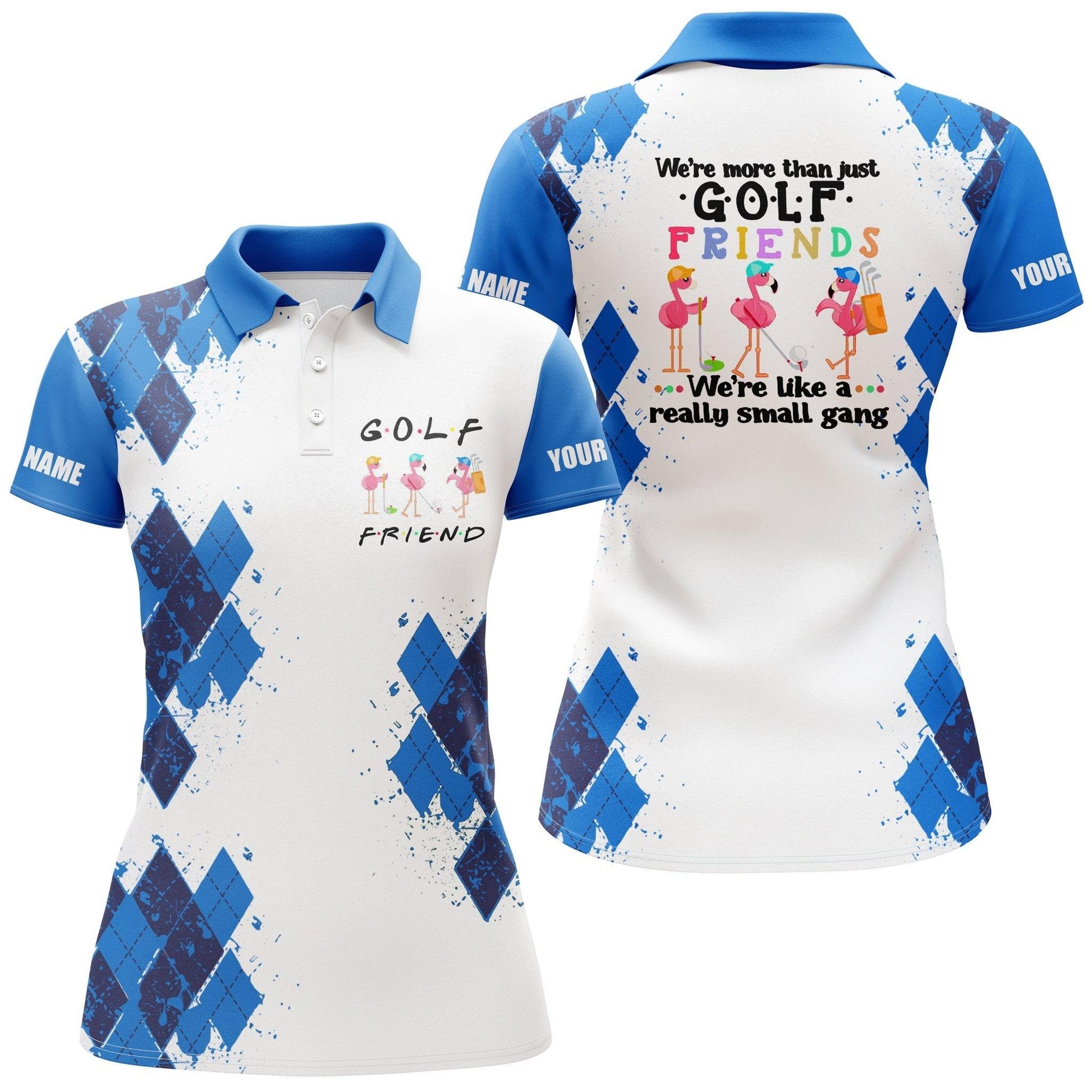 Customized Golf Women Polo Shirts, We're More Than Just Golf Friends Flamingo Custom Name Golf Polo Shirts - Perfect Gift For Golf Lovers, Golfers - Amzanimalsgift
