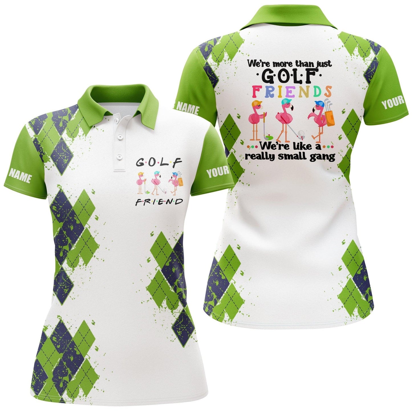 Customized Golf Women Polo Shirts, We're More Than Just Golf Friends Flamingo Custom Name Golf Polo Shirts - Perfect Gift For Golf Lovers, Golfers - Amzanimalsgift