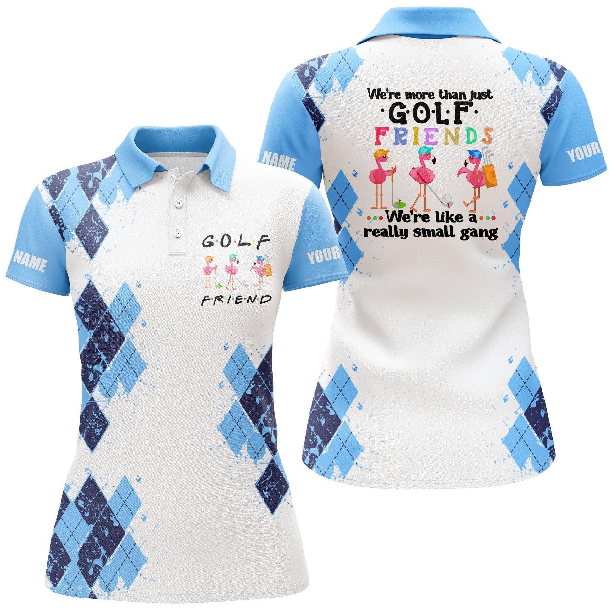 Customized Golf Women Polo Shirts, We're More Than Just Golf Friends Flamingo Custom Name Polo Shirts - Perfect Gift For Golf Lovers, Golfers - Amzanimalsgift
