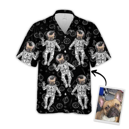 Customized Hawaiian Shirt With Pet Face - Space Pattern Aloha Shirt, Hawaiian Shirt With Pet Face - Personalized Gift For Pet Lovers - Amzanimalsgift