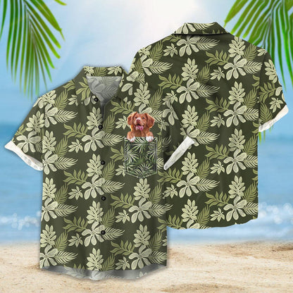 Customized Hawaiian Shirt With Pet Face - Summer Flower Pattern Military Green Color Aloha Shirt - Personalized Gift For Pet Lovers - Amzanimalsgift