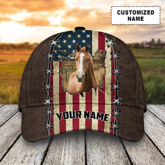 Customized Horse Caps Hat, Horse And American Flag Hats, Best Farm Hat For Men Women Farmer Independence Day July 4th