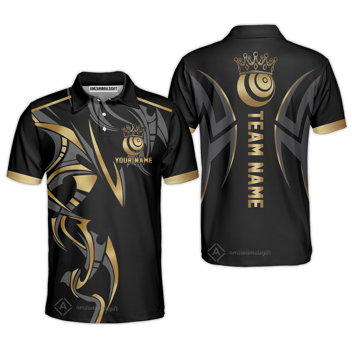 Customized Lawn Bowls Team Polo Shirt, Bowls Crown Polo Shirt Custom Name Team Name For Players