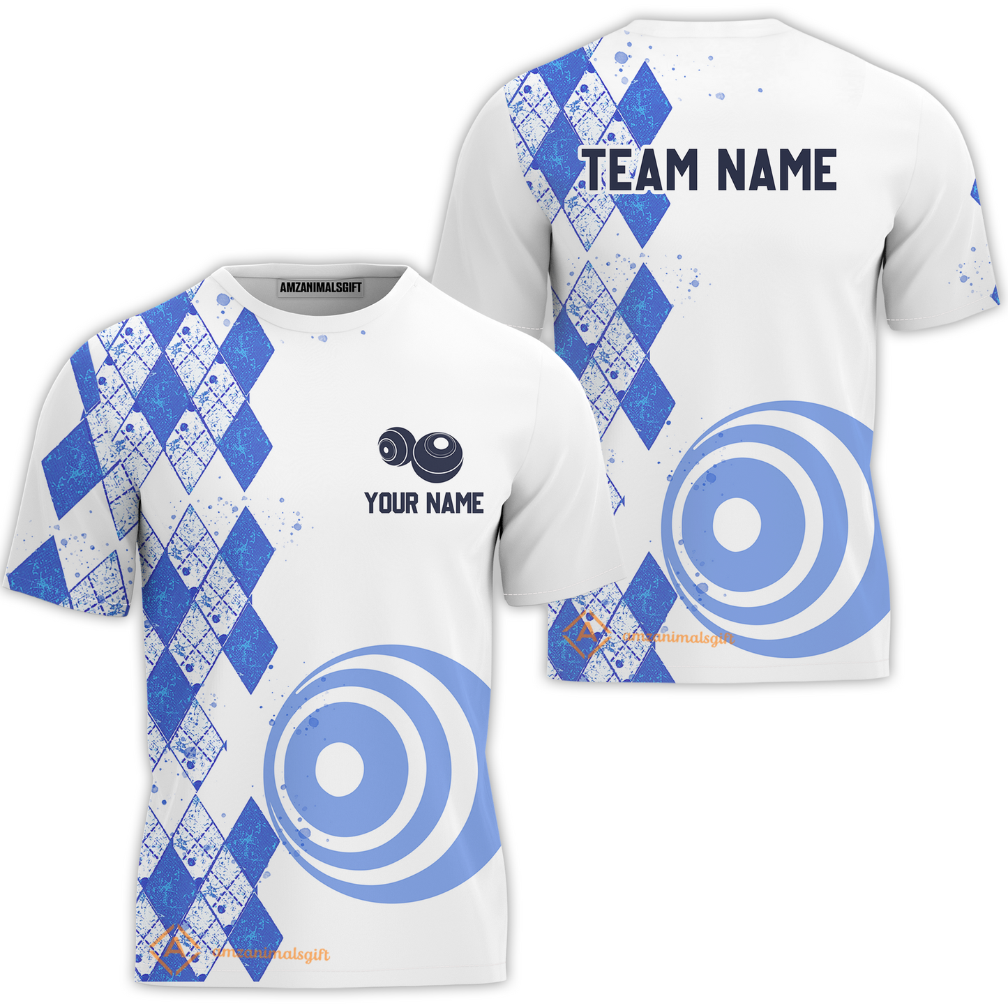 Customized Lawn Bowls Team Polo Shirt, Argyle Pattern And Bowls Polo Shirt For Players