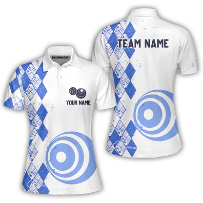 Customized Lawn Bowls Team Polo Shirt, Argyle Pattern And Bowls Polo Shirt For Players
