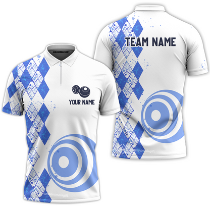 Customized Lawn Bowls Team Polo Shirt, Argyle Pattern And Bowls Polo Shirt For Players
