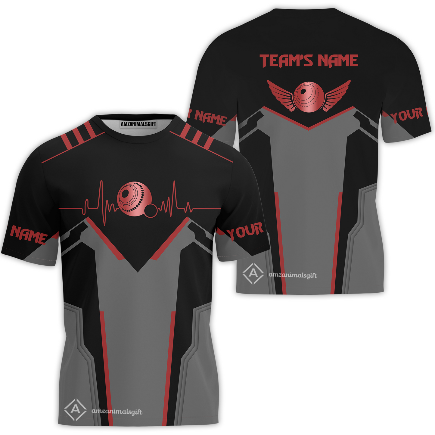 Customized Modern Warrior Lawn Bowls Team Polo Shirt, Bowls Heartbeat & Wings Polo Shirt Custom Name For Players