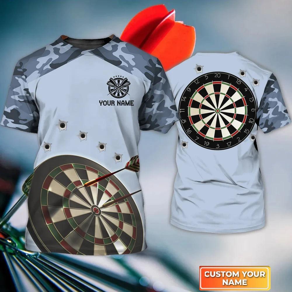 Customized Name 3D Dart T Shirt, Blue Camo Darts Personalized Name 3D T Shirt For Men - Perfect Gift For Dart Game Lovers, Dart Players - Amzanimalsgift