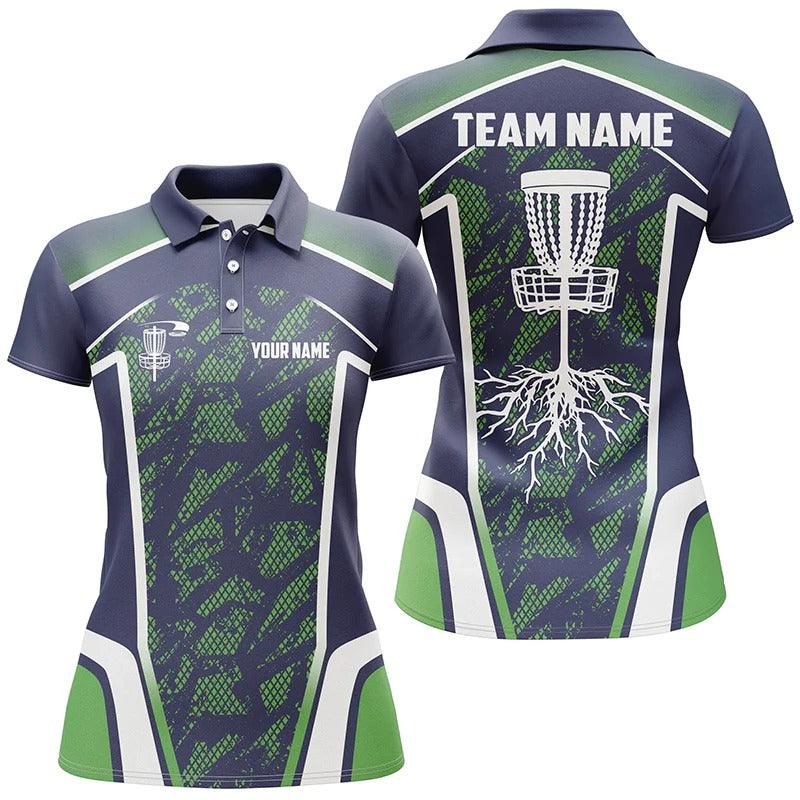 Customized Name And Team Name Disc Golf Women Polo Shirt, Personalized Hole Blue Green Camo Polo Shirt - Perfect Gift For Ladies, Disc Golf Lovers - Amzanimalsgift