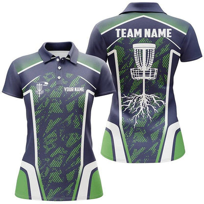 Customized Name And Team Name Disc Golf Women Polo Shirt, Personalized Hole Blue Green Camo Polo Shirt - Perfect Gift For Ladies, Disc Golf Lovers - Amzanimalsgift