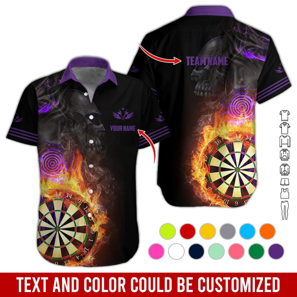Customized Name & Text Darts Hawaiian Shirt, Dartboard Flame Personalized Darts And Skull Hawaiian Shirts - Gift For Darts Lovers, Darts Players Uniforms - Amzanimalsgift