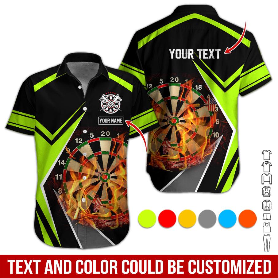 Customized Name & Text Darts Hawaiian Shirt, Dartboard Flame Personalized Darts Hawaiian Shirts - Gift For Darts Lovers, Darts Players Uniforms - Amzanimalsgift