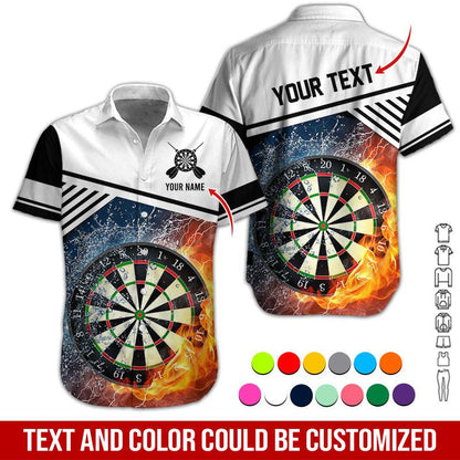 Customized Name & Text Darts Hawaiian Shirt, Dartboard In Water & Fire Personalized Darts Hawaiian Shirts - Gift For Darts Lovers, Darts Players Uniforms - Amzanimalsgift