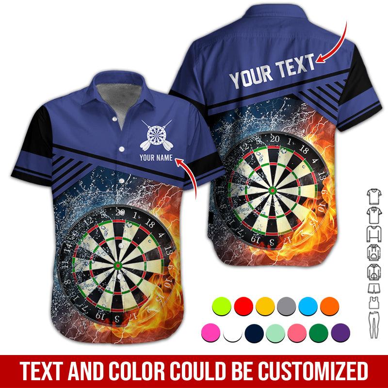 Customized Name & Text Darts Hawaiian Shirt, Dartboard In Water & Fire Personalized Darts Hawaiian Shirts - Gift For Darts Lovers, Darts Players Uniforms - Amzanimalsgift