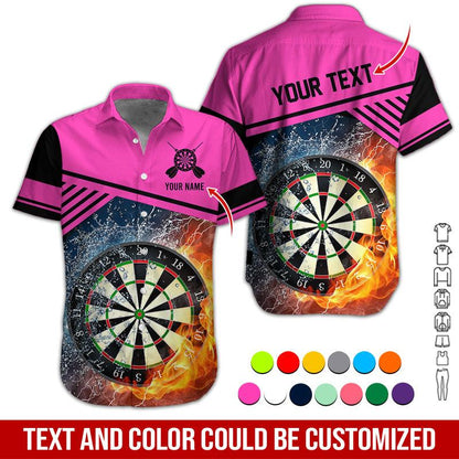 Customized Name & Text Darts Hawaiian Shirt, Dartboard In Water & Fire Personalized Darts Hawaiian Shirts - Gift For Darts Lovers, Darts Players Uniforms - Amzanimalsgift