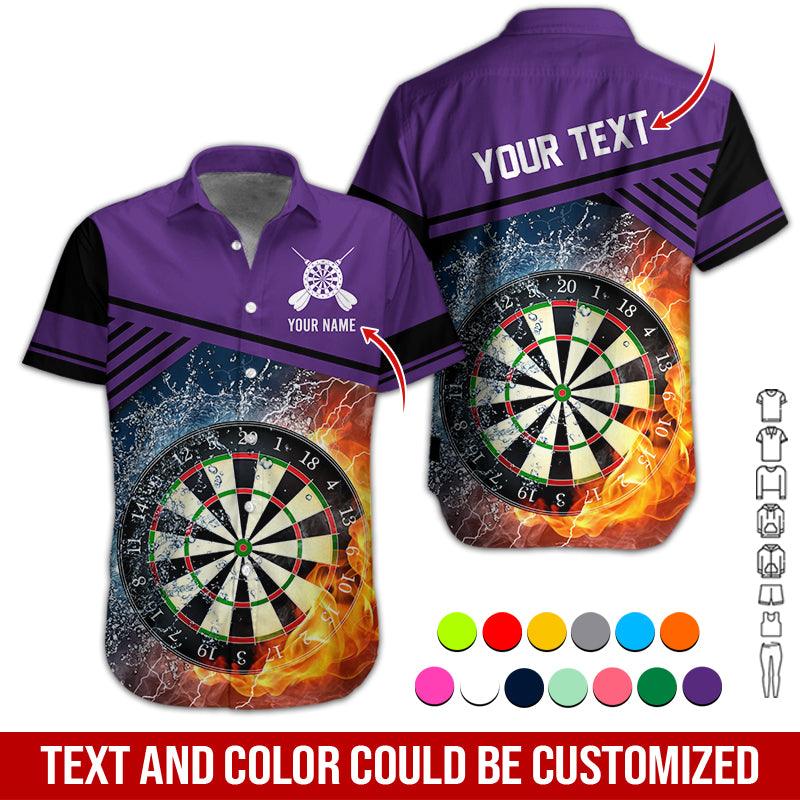 Customized Name & Text Darts Hawaiian Shirt, Dartboard In Water & Fire Personalized Darts Hawaiian Shirts - Gift For Darts Lovers, Darts Players Uniforms - Amzanimalsgift