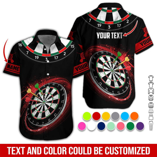 Customized Name & Text Darts Hawaiian Shirt, Dartboard Personalized Darts Hawaiian Shirts - Gift For Darts Lovers, Darts Players Uniforms - Amzanimalsgift