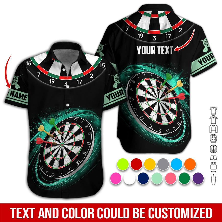 Customized Name & Text Darts Hawaiian Shirt, Dartboard Personalized Darts Hawaiian Shirts - Gift For Darts Lovers, Darts Players Uniforms - Amzanimalsgift