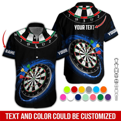 Customized Name & Text Darts Hawaiian Shirt, Dartboard Personalized Darts Hawaiian Shirts - Gift For Darts Lovers, Darts Players Uniforms - Amzanimalsgift