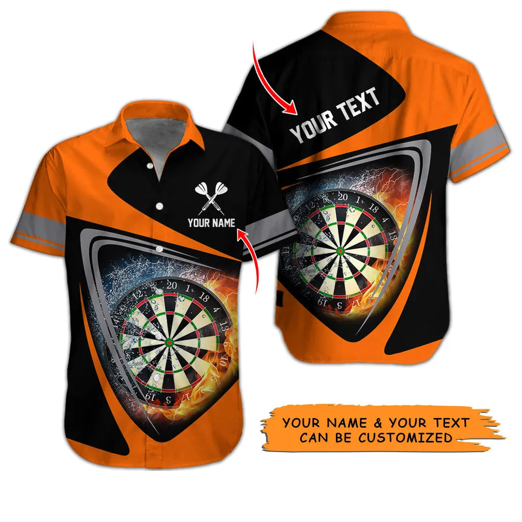 Customized Name & Text Darts Hawaiian Shirt, Darts In Flame Personalized Darts Hawaiian Shirts - Gift For Darts Lovers, Darts Players Uniforms - Amzanimalsgift