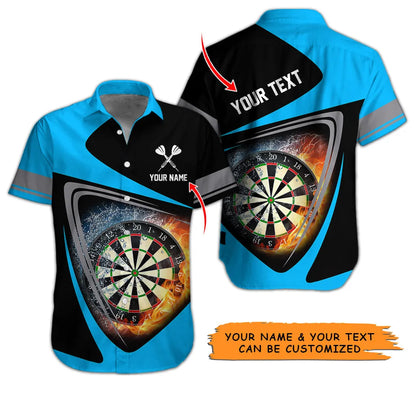 Customized Name & Text Darts Hawaiian Shirt, Darts In Flame Personalized Darts Hawaiian Shirts - Gift For Darts Lovers, Darts Players Uniforms - Amzanimalsgift